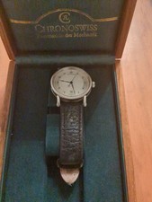 Chronoswiss Herren Armbanduhr Klassisch Silber Leder Uhr