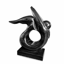 Skulptur Tisch- Turnerin Marmor Schwarz Black Marmor Gymnast Artikel H.30cm