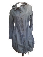 Noa Noa Mantel Damen Jacke Parka Gr. XS Baumwolle Marineblau Pünktchen 