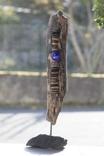 Treibholz - Schwemmholz Skulptur,Handarbeit , Unikat , Kieselsteine ,Glasmurmel