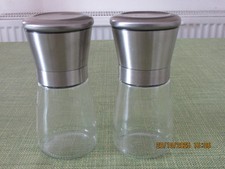 2x Gewürzmühle Pfeffermühle Salzmühle Set; Glas & Edelstahl mit Keramikmahlwerk