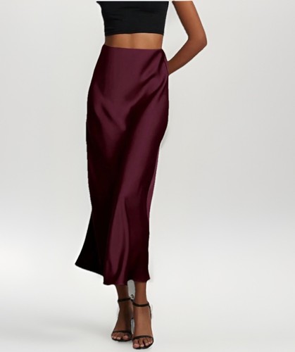Satin rock midi - midi, burgund