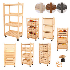 Regal für Kisten RLSK Rollenregal Küchenregal Rollregal, Regal mit Rollen Holz