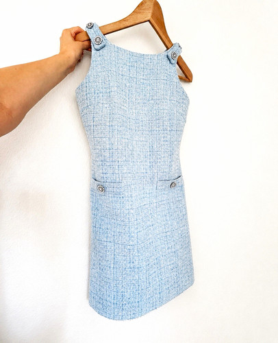 Maje etuikleid tweed blau kurz - tweed,