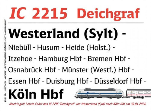 Zuglaufschild abschied 2215 - zuglaufschild, ic