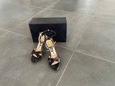 Prada Sandalen mit Blumenabsatz schwarz-bunt Gr. 39