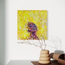 ORIGINAL Acryl Gemälde Frau Abstrakt lebendiger Portrait Modern HANDGEMALT