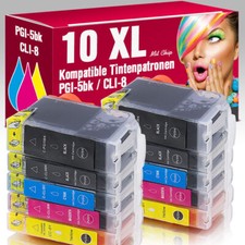 10er Set Patronen für Canon Pixma IP4200 IP4500 IP5200 IP4300 MP610 PGI5 CLI8
