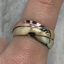 Dreifacher Ehering dreifarbiger Ring 9 kt 375 Gelb Rot Weißgold - Größe O