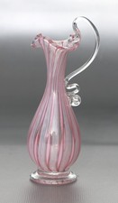 Murano, Glas Krug, Vase, Venini, Zanfirico Lattecino, H. ~12cm, ~60g, ~1950er