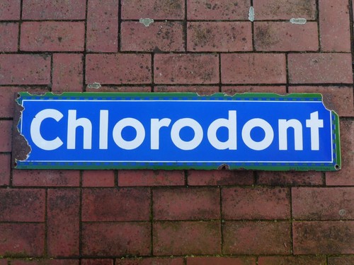 Altes emailschild chlorodont - emailschild,