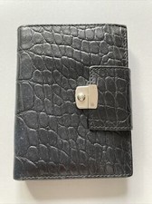 VOLKER LANG LEDER BÖRSE PORTEMONNAIE WALLET GELDBÖRSE SCHWARZ MIT KROKO STRUKTUR