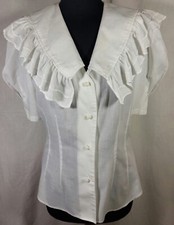 ELEGANTE WEISSE BLUSE, RÜSCHENKRAGEN, VOLANT BLUSE, MATROSENKRAGEN GR M