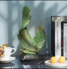 Feder Deko Figur Grün Gold