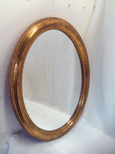 Holz Wandspiegel Oval Gold farb. Antik Barock Stil Vintage Garderobenspiegel