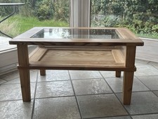 Couchtisch mit Vitrinenfach Landhaus Kiefer Massiv Geölt