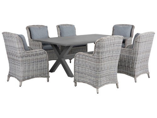 Gartenset rattan grau tisch - grau,