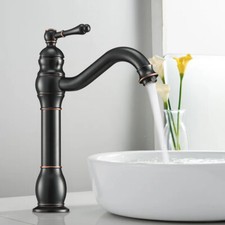 Retro Antik Wasserhahn Bad Schwarz Hoch Waschtischarmatur Armatur Mischbatterie