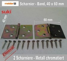 Möbelscharnier, Truhenscharniere, Kistenscharniere, chromatiert, 40mm x 60mm