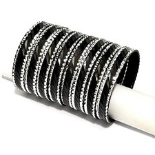 Indische Armreifen Armschmuck Schmuck Armband Bollywood Ø6,8cm schwarz-silber