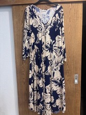 Damenkleid Gr. 42-44 Unterkleid creme dunkelblau braun