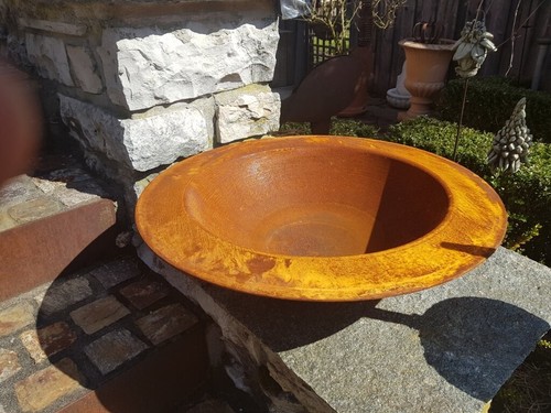 Edelrost dekoschale mit rand - mit,