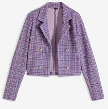 Strukturierter Kurzblazer in Bouclé-Optik Gr. 48 Lila Sonstige Damen Sakko Neu*