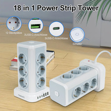2M Mehrfachsteckdose Steckdosenleiste 12 Fach mit 3 USB-A 3 USB-C Steckdosenturm