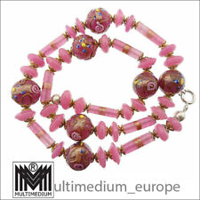 Vtg Murano Glas Halskette Collier rosa pink glass necklace
