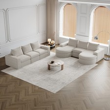 Chenille-Sofa mit gebogenen