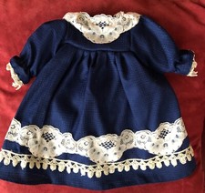 Puppenmode Kleid Blau-Beige 50