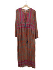 GOLD&SILVER Langarmkleid Damen Kleid Gr. DE 36 hellorange-türkis-pink