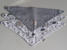 Baby 3er Set Dreieckstücker von Liegelind weiß, grau, Sterne, Elephanten