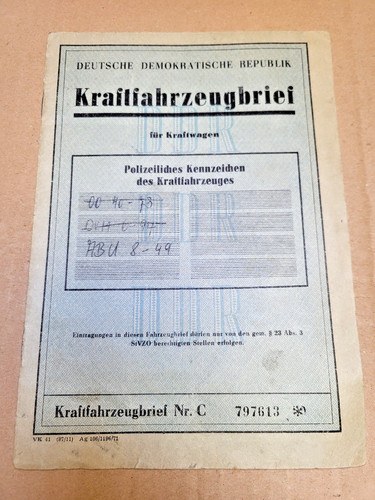 Kfz brief kraftfahrzeugbrief - kfz,