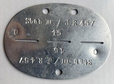 Erkennungsmarke Wehrmacht Stab III. IR 457 257 I.D. Alu 2.WK original