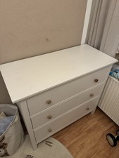 Hemnes Kommode 3 Schubladen Weiß Gebeizt 108x96 Cm inkl. passender Seitenschrank