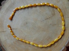 Amber Natur Bernstein Kette 4 kant Oliven Egg Yolk Butterscotch 29 Gramm 