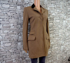 RALPH LAUREN BLUE LABEL DAMEN WOLLE MIX TWEED MANTEL GEHROCK SAMT CAMEL BEIGE 36