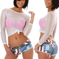 Damen Bauchfreies Top Glitzer