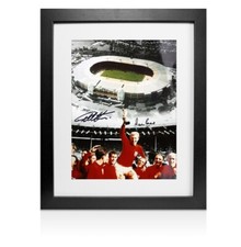 Framed Geoff Hurst & Martin Peters Signed England Photo - Wembley 1966 Heroes