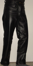 Lederhose, Lederjeans, Schwarz, Glattleder, Gr. 44