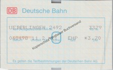 Originalfahrkarte Deutsche Bahn Fahrschein nach Überlingen Deutsche Bahn :