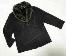 Mantel Damenjacke Jacke Gr. 40 schwarz Winterjacke Wildederjacke Patchwork