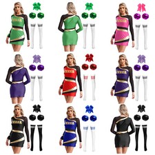 Damen Tanzoutfit Fußball Minikleid Show Kleider Und Handblumen Mesh Patchwork