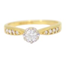 Atemberaubender 0,25 kt Diamant Solitär & Akzente 18 kt Gelbgold Ring I 1/2 ~ US 4 1/2