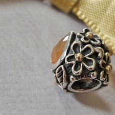 Original Pandora Bicolor Charm Mondstein, schwarzer Onyx 790540MSO Sammler Rar