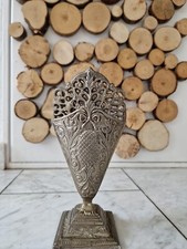 Vintage Antique Art Deco Versibert Brass Mettal Fan Vase