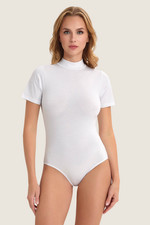Damen body kurzarm weiß - body, in