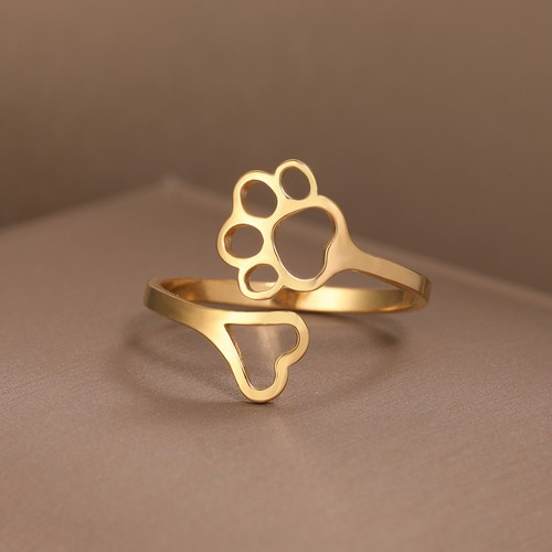 Ring pfote verstellbar - pfote, herz