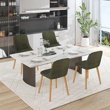 Esszimmerstühle 4er Set Polsterstuhl Holzbeine Polyester Küchenstühle Grasgrün